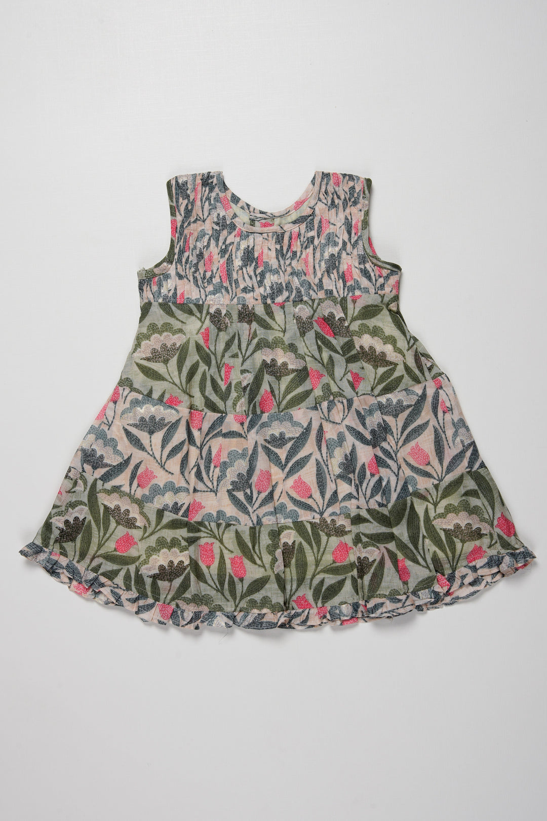 The Nesavu Girls Cotton Frock Whimsical Garden Cotton Frock for Girls Nesavu Girls Botanical Print Cotton Frock | The Nesavu