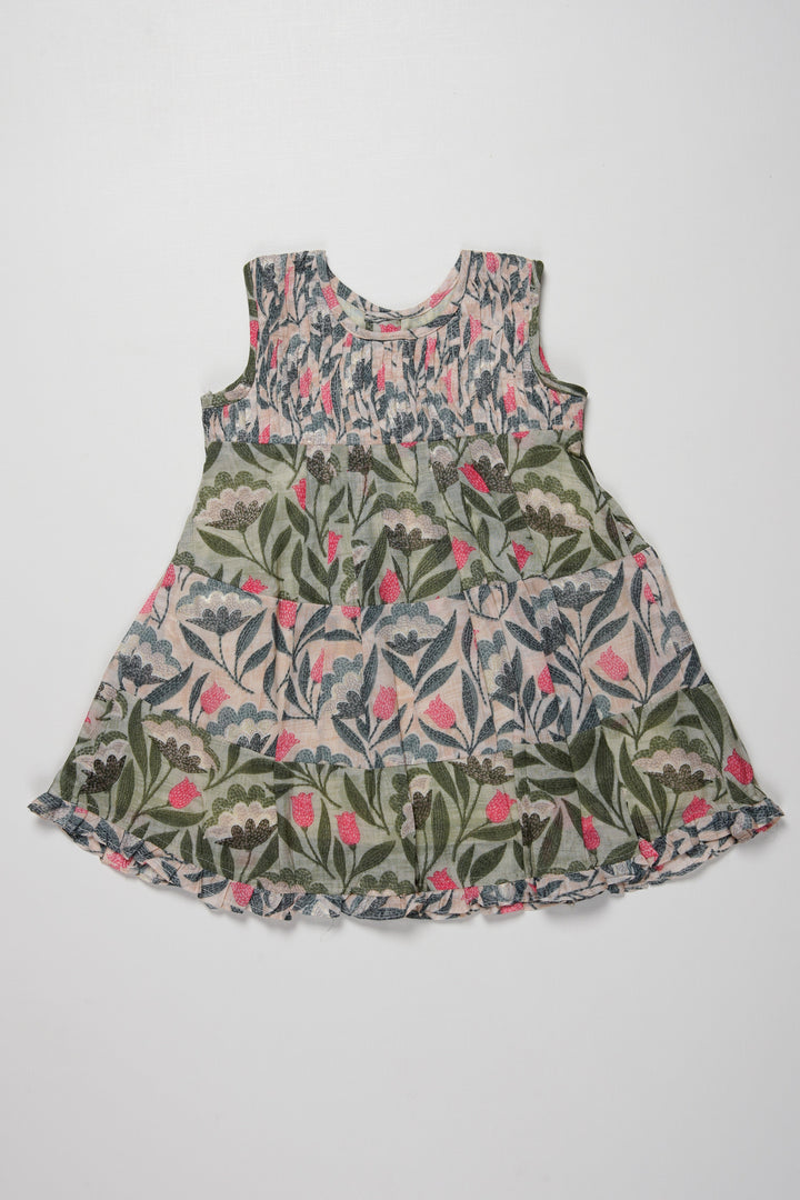 The Nesavu Girls Cotton Frock Whimsical Garden Cotton Frock for Girls Nesavu Girls Botanical Print Cotton Frock | The Nesavu