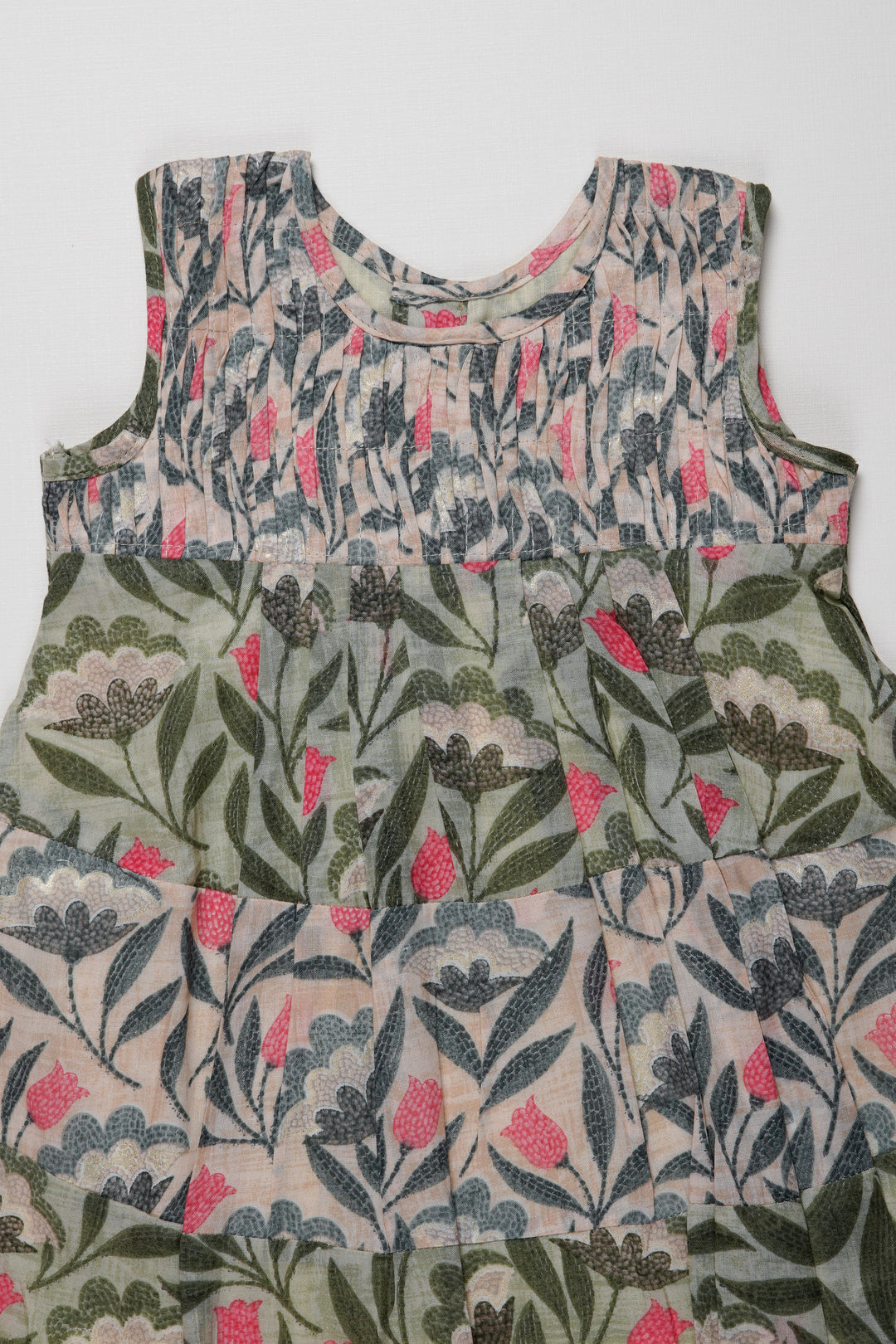 The Nesavu Girls Cotton Frock Whimsical Garden Cotton Frock for Girls Nesavu Girls Botanical Print Cotton Frock | The Nesavu