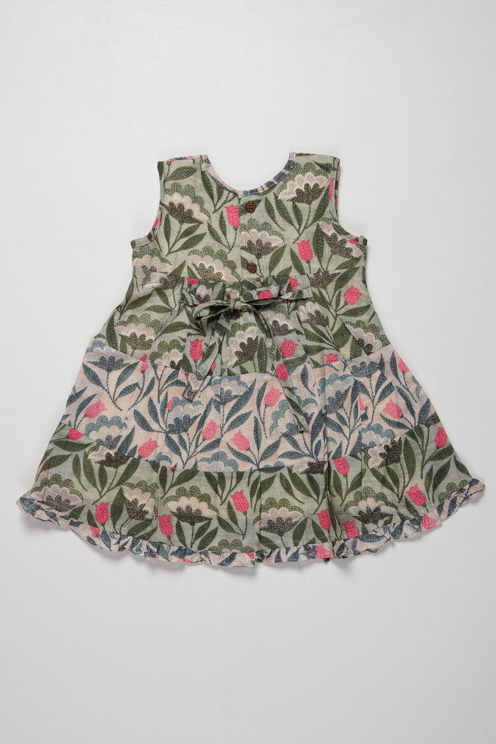 The Nesavu Girls Cotton Frock Whimsical Garden Cotton Frock for Girls Nesavu Girls Botanical Print Cotton Frock | The Nesavu