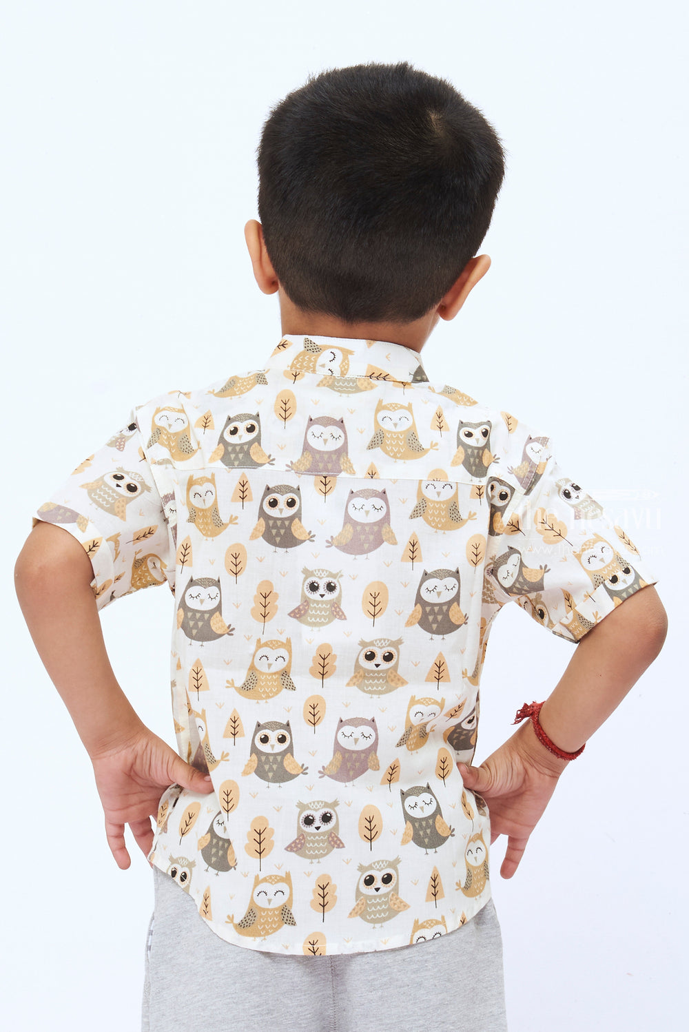 The Nesavu Boys Cotton Shirt Whimsical Owl Print Boys Cotton Casual Cotton Shirt For Summer Nesavu Buy Boys Owl Printed Casual Cotton Shirt | Trendy Kids Wear | The Nesavu