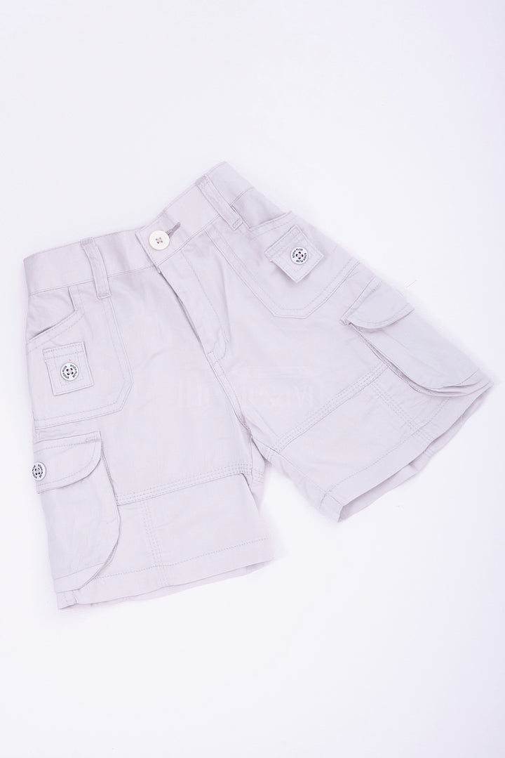 The Nesavu Boys Shorts White Cargo Cotton Boys Bermuda Shorts Nesavu White Cargo Cotton Boys Bermuda Shorts with Elastic Waist