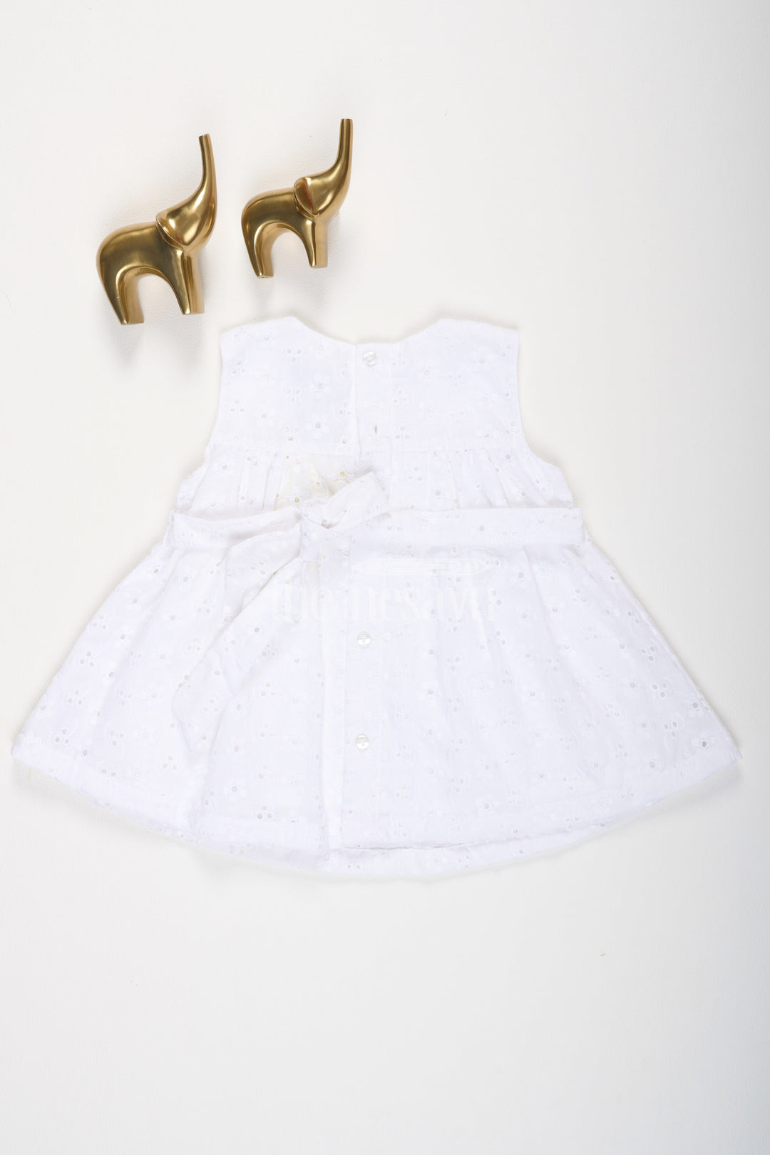 The Nesavu Baby Casual Sets White Chikan Kari Cotton Baby Frock with Matching Bloomers Nesavu White Chikan Kari Cotton Baby Frock with Matching Bloomers Nesavu