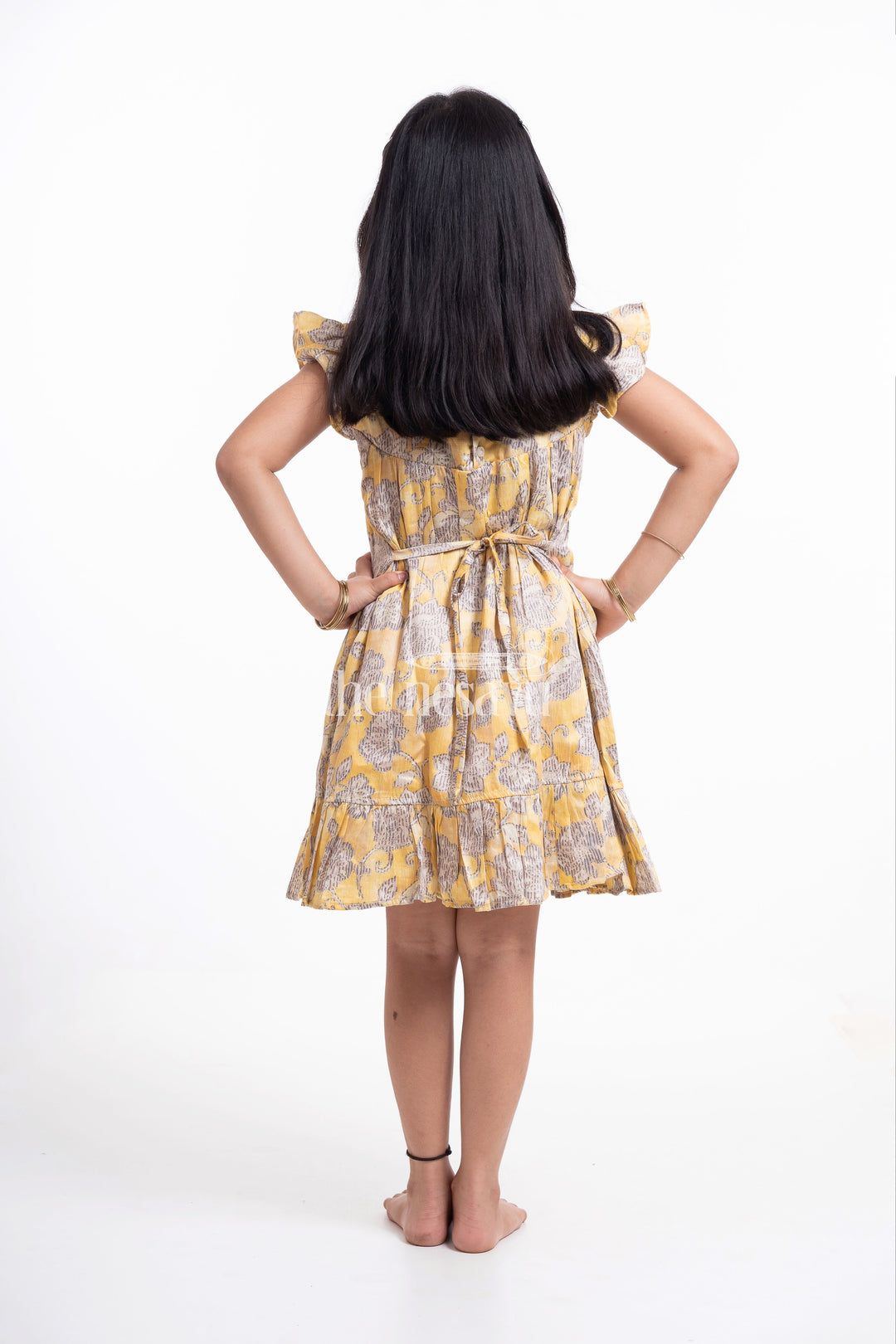 The Nesavu Girls Cotton Frock Yellow Floral Printed Cotton Frock for Girls Nesavu Yellow Floral Printed Cotton Frock for Girls - Cute & Comfortable | The Nesavu