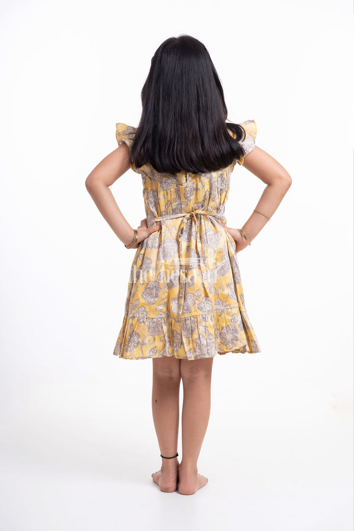 The Nesavu Girls Cotton Frock Yellow Floral Printed Cotton Frock for Girls Nesavu Yellow Floral Printed Cotton Frock for Girls - Cute & Comfortable | The Nesavu