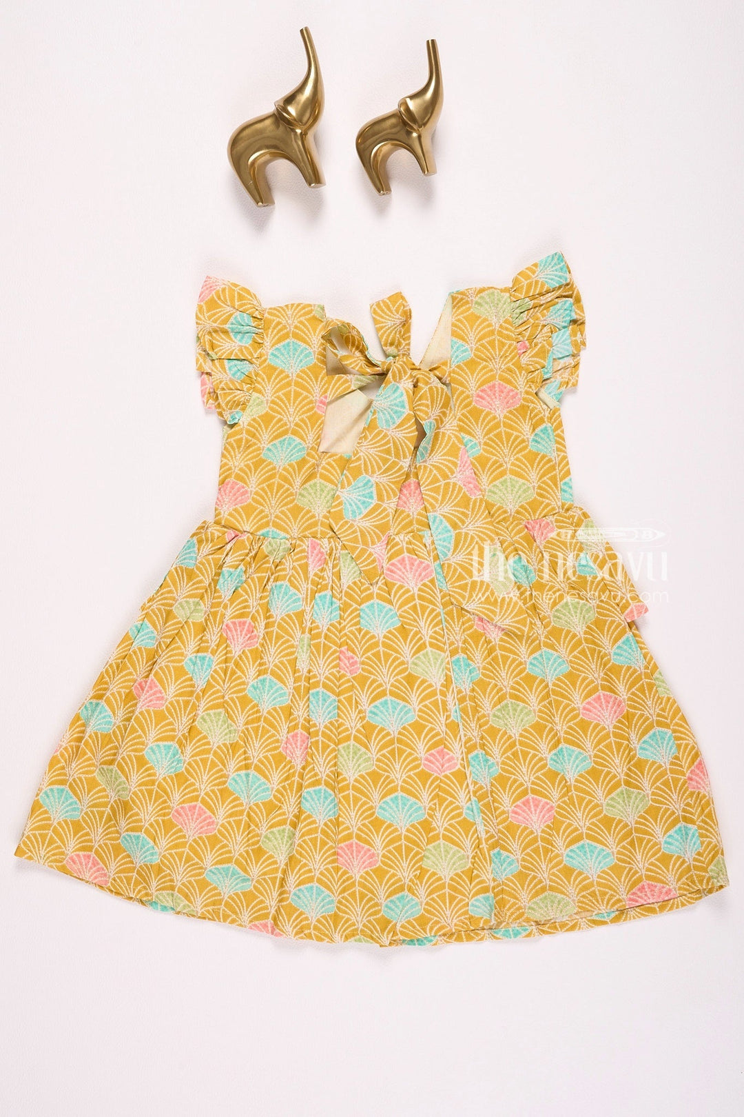 The Nesavu Girls Cotton Frock Yellow Floral Printed Daily Wear Cotton Frock for Girls Nesavu Yellow Floral Printed Cotton Frock for Girls - Stylish & Playful