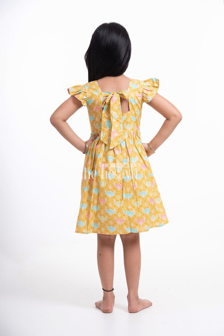 The Nesavu Girls Cotton Frock Yellow Floral Printed Daily Wear Cotton Frock for Girls Nesavu Yellow Floral Printed Cotton Frock for Girls - Stylish & Playful | The Nesavu