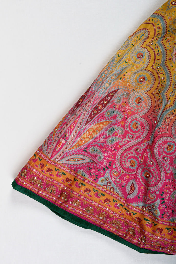 The Nesavu Girls Lehenga Choli Yellow Girls Lehenga Choli for Festive Occasions Vibrant Silk Outfit with Traditional Prints Nesavu Nesavu Yellow Girls Lehenga Choli Festive Occasions Vibrant Silk Outfit Traditional Prints