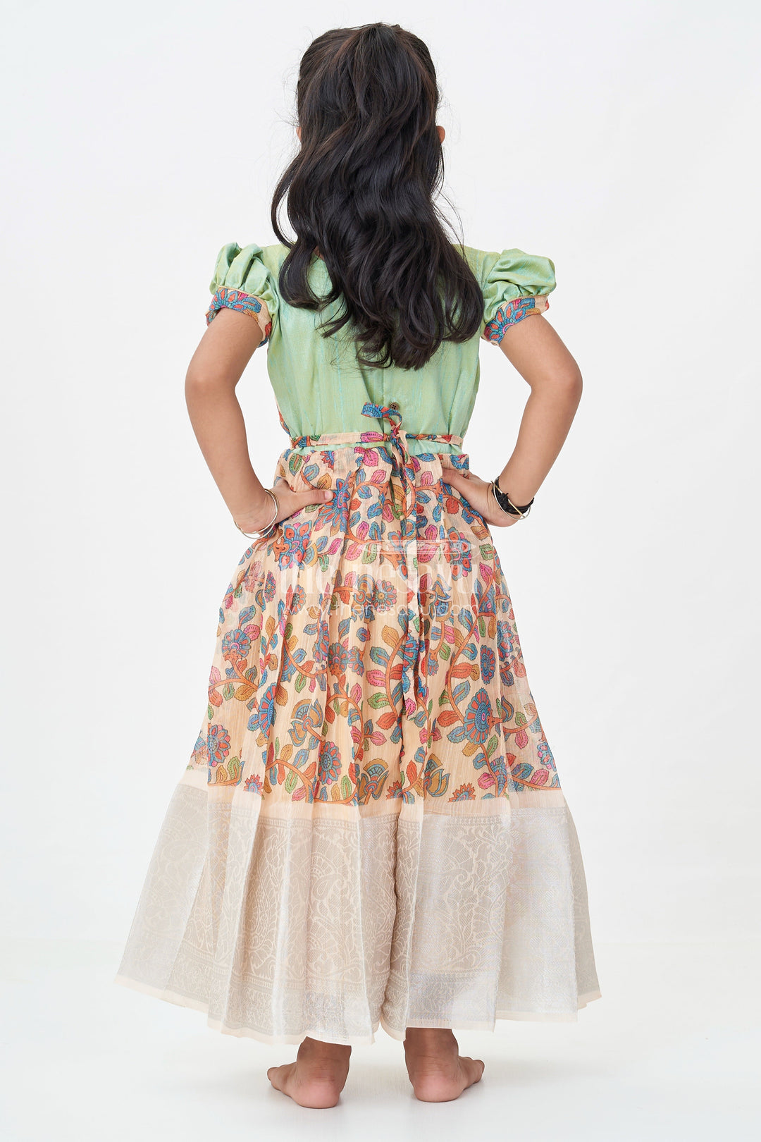 The Nesavu Girls Silk Gown Yellow Gown Dress for Girls with Embroidered Floral Motifs and Raw Silk Yoke in Chanderi Cotton Blend Nesavu Yellow Gown Dress Girls Chanderi Cotton Raw Silk Yoke Floral Embroidery | The Nesavu