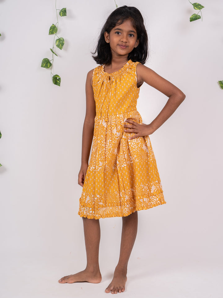 The Nesavu Frocks & Dresses Jaipur Hand Blocked Printed Summer Casual Frocks psr silks Nesavu