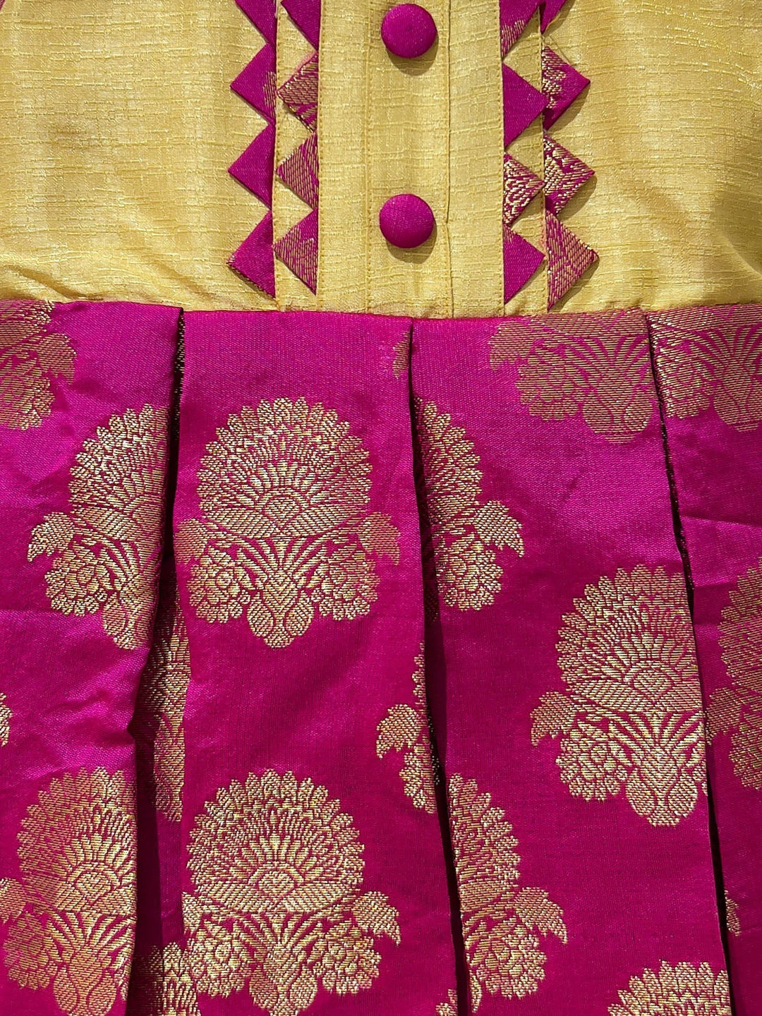 The Nesavu Silk frocks Magenta Banarasi Silk Frock With Designer Yoke psr silks Nesavu